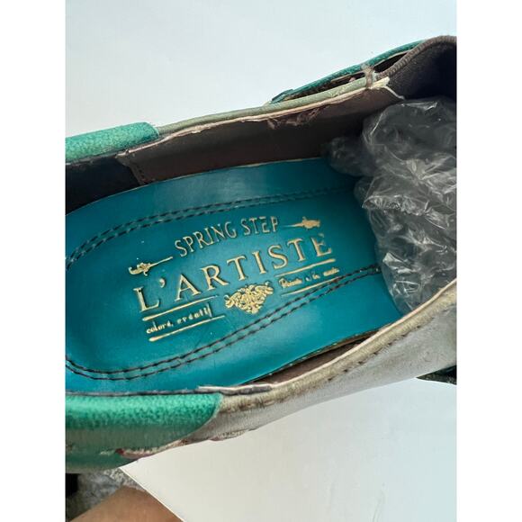 L'Artiste by Spring Step Wondrous Teal Leather Dressy Block Heel Bootie Shoe 8.5 - Picture 10 of 12